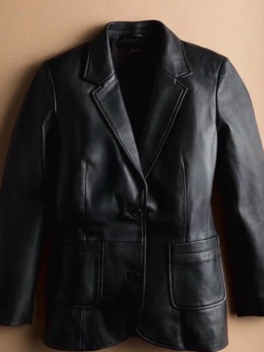 Quince 100% Black Leather Blazer Jacket